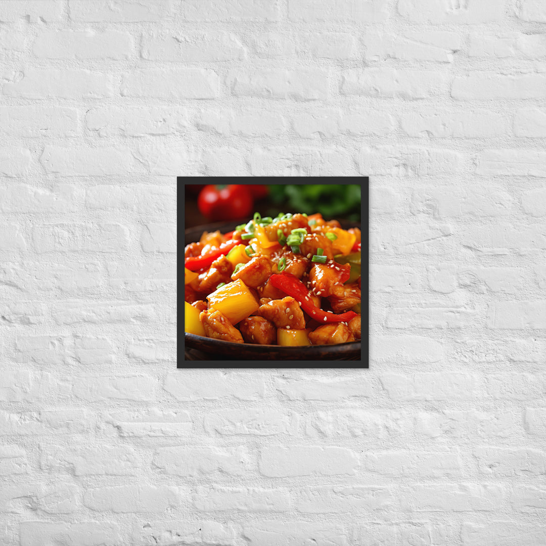 Sweet and sour chicken Framed poster 🤤 from Yumify.AI