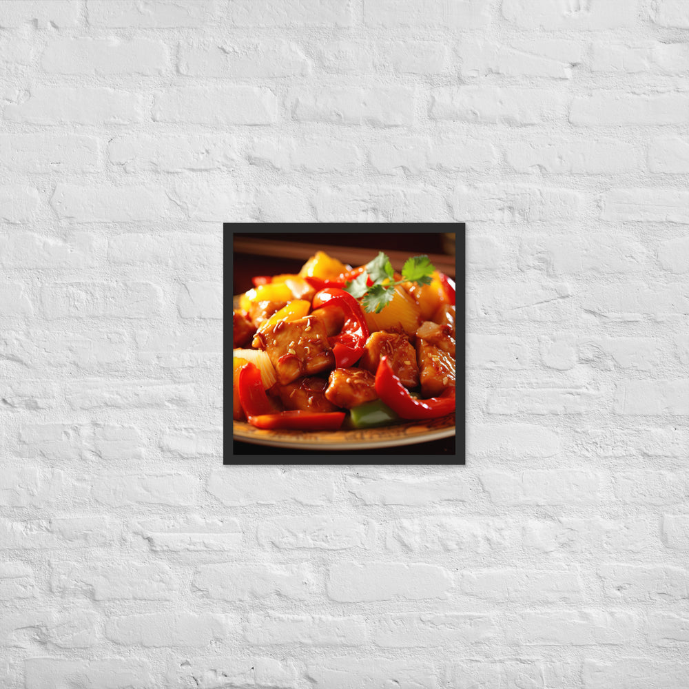 Sweet and sour chicken Framed poster 🤤 from Yumify.AI