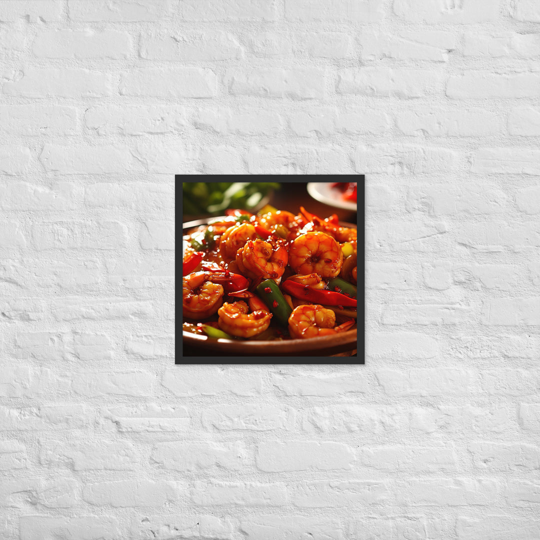 Szechuan Shrimp Framed poster 🤤 from Yumify.AI