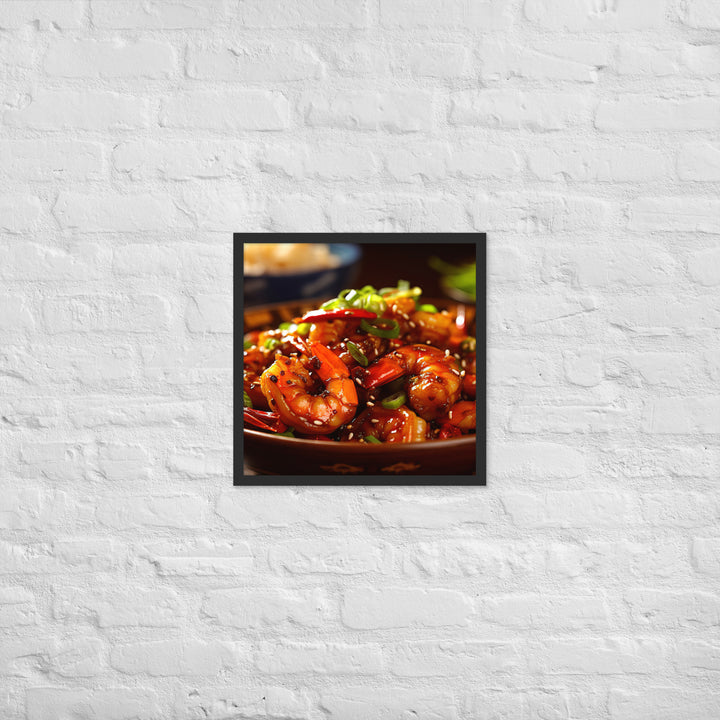 Szechuan Shrimp Framed poster 🤤 from Yumify.AI