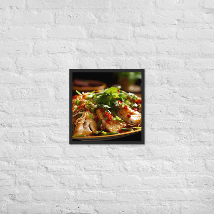 Steamed Fish with Ginger and Scallions Framed poster 🤤 from Yumify.AI