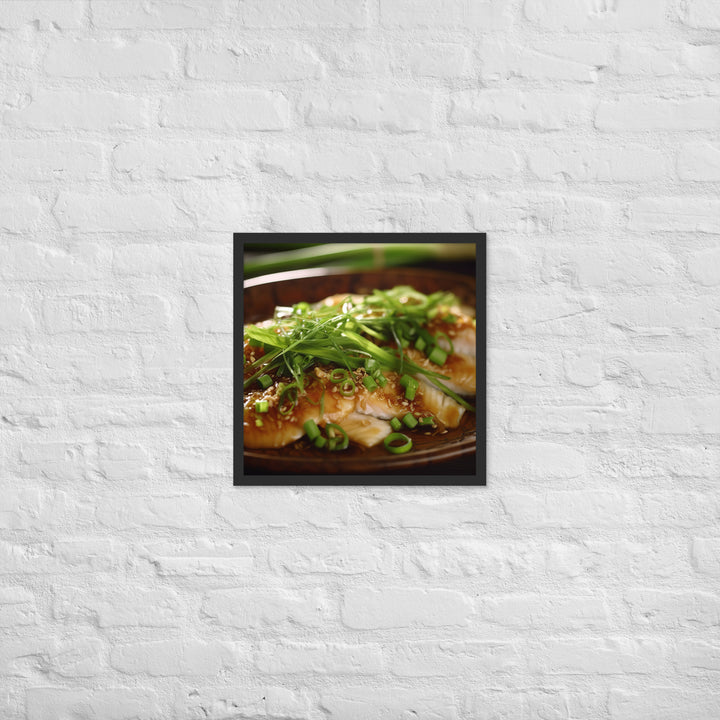 Steamed Fish with Ginger and Scallions Framed poster 🤤 from Yumify.AI