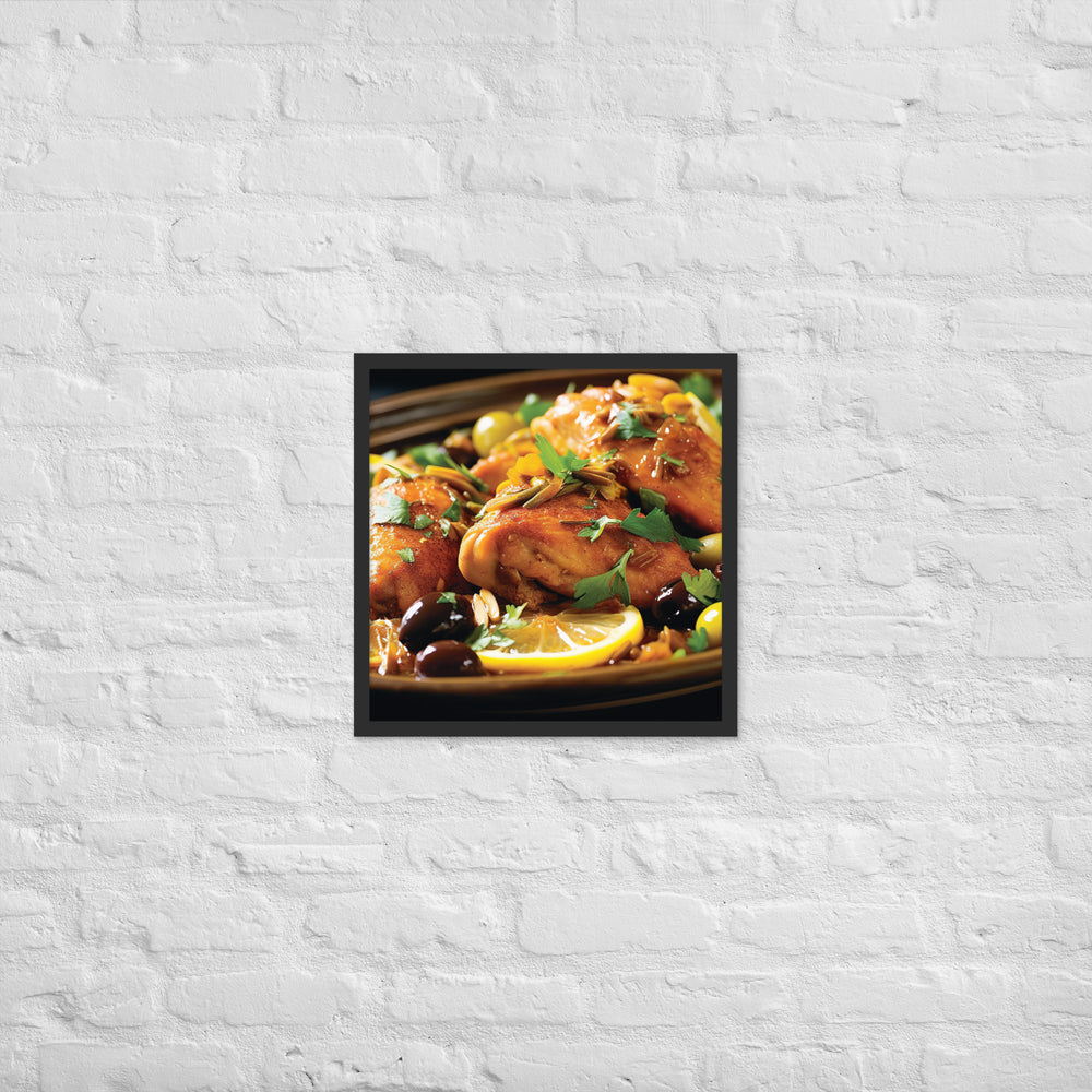 Moroccan Chicken with Preserved Lemons and Olives Framed poster 🤤 from Yumify.AI