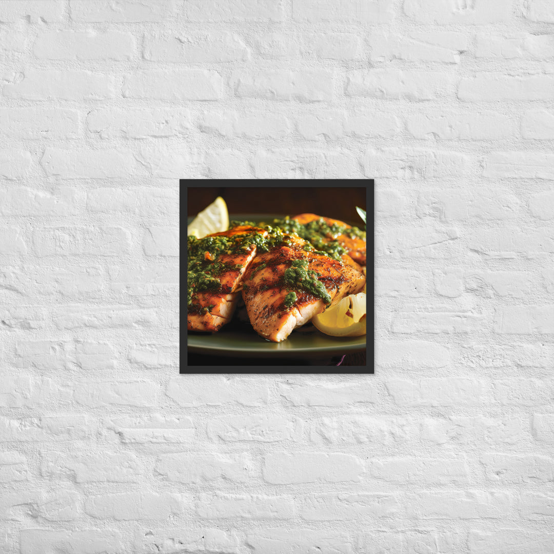 Chermoula Marinated Grilled Fish Framed poster 🤤 from Yumify.AI