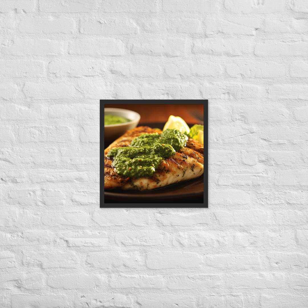 Chermoula Marinated Grilled Fish Framed poster 🤤 from Yumify.AI