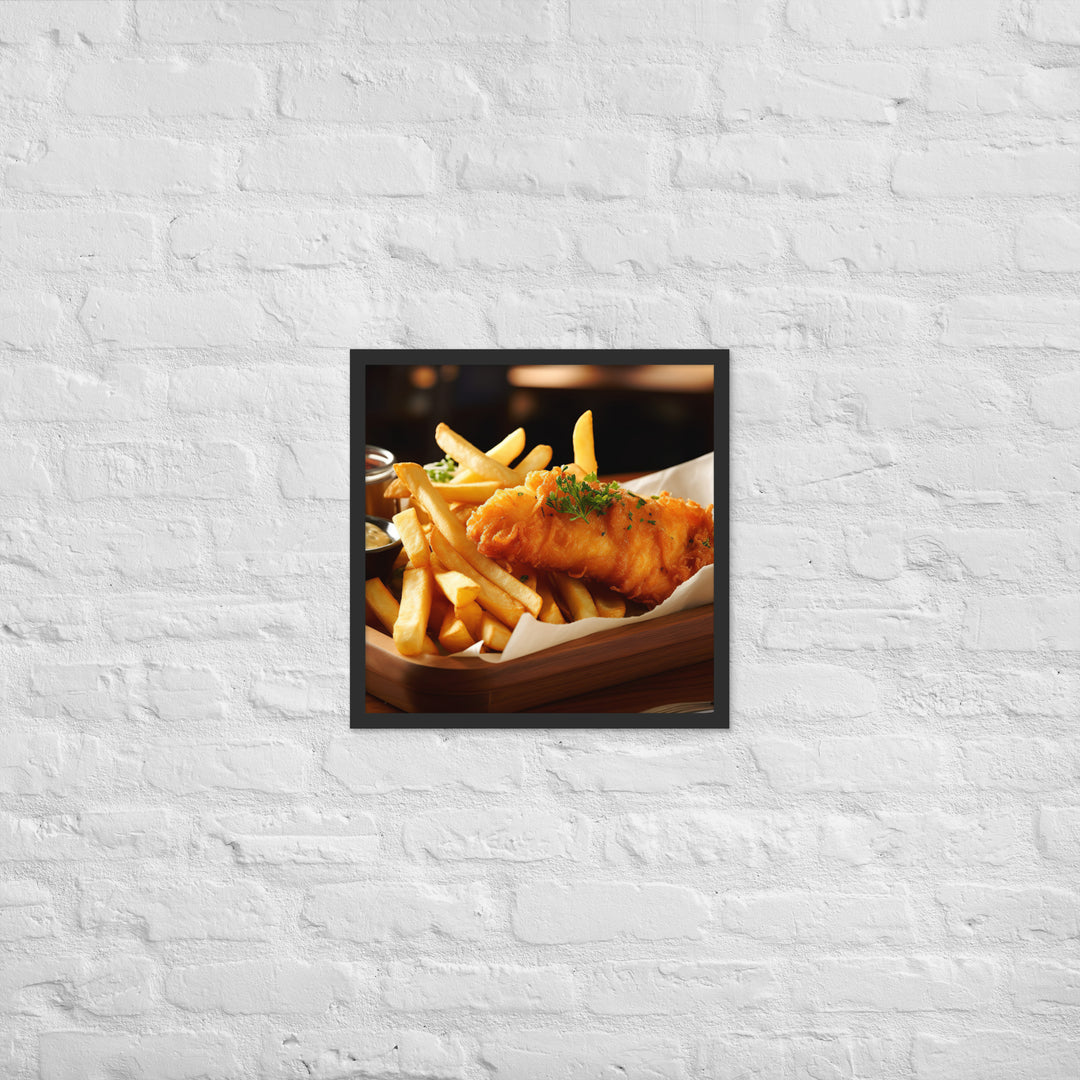 Barramundi Fish and Chips Framed poster 🤤 from Yumify.AI