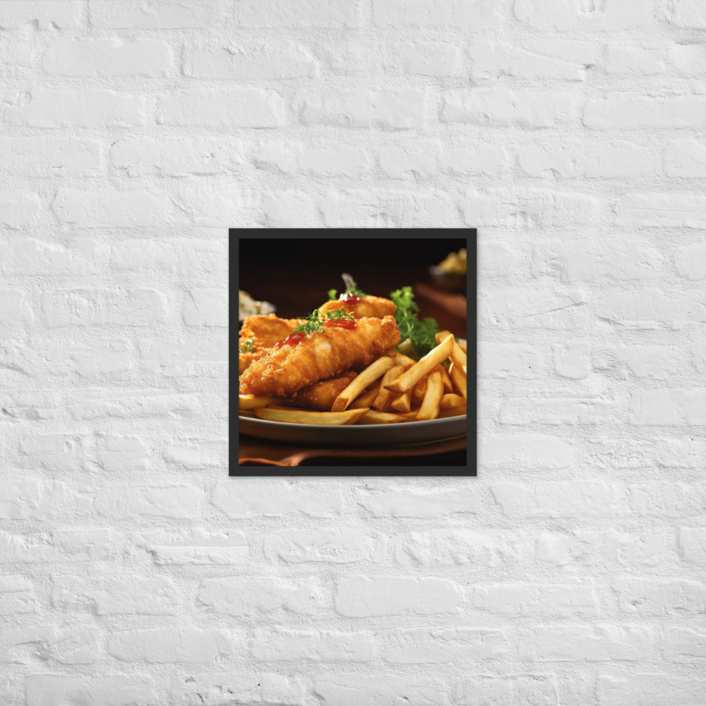 Barramundi Fish and Chips Framed poster 🤤 from Yumify.AI