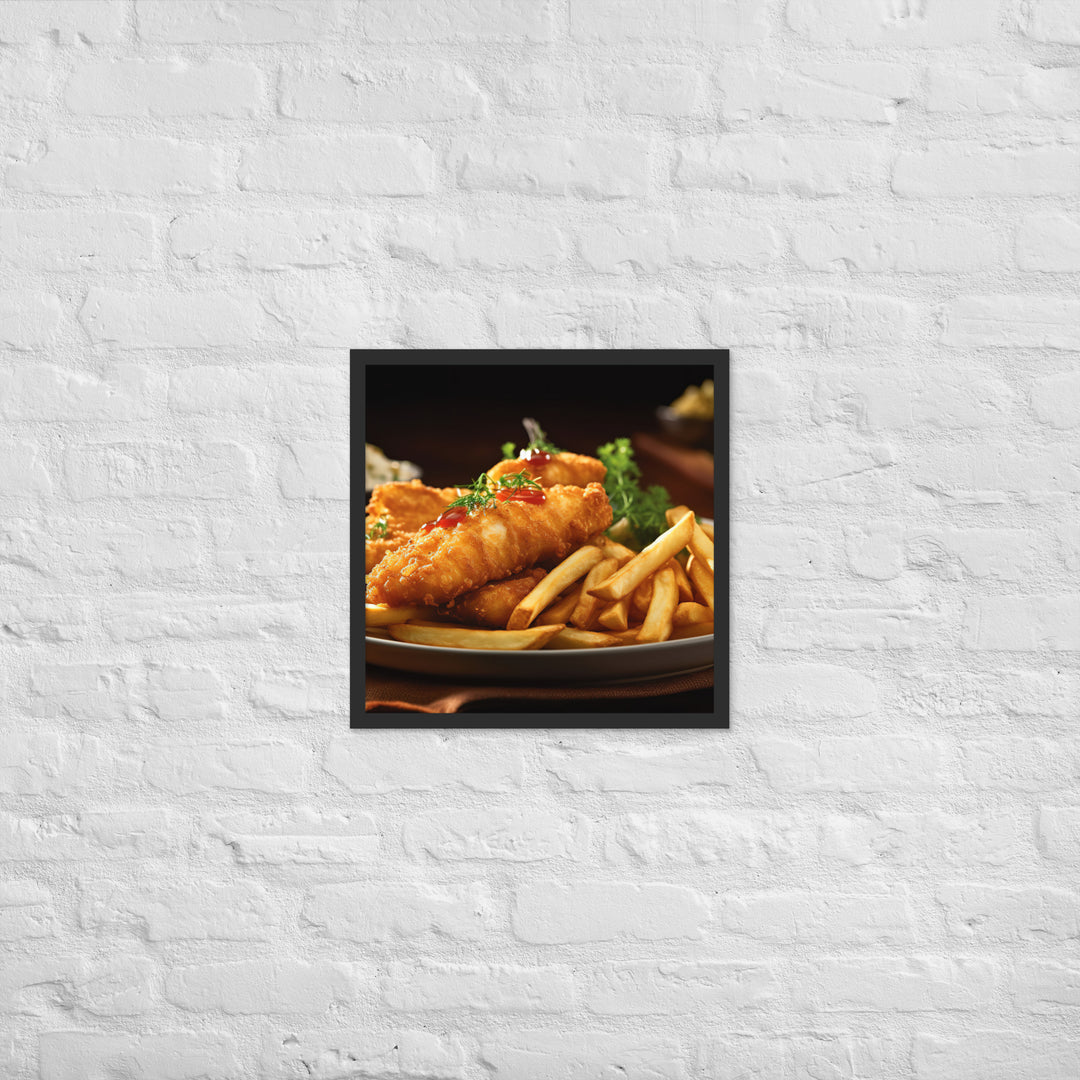 Barramundi Fish and Chips Framed poster 🤤 from Yumify.AI