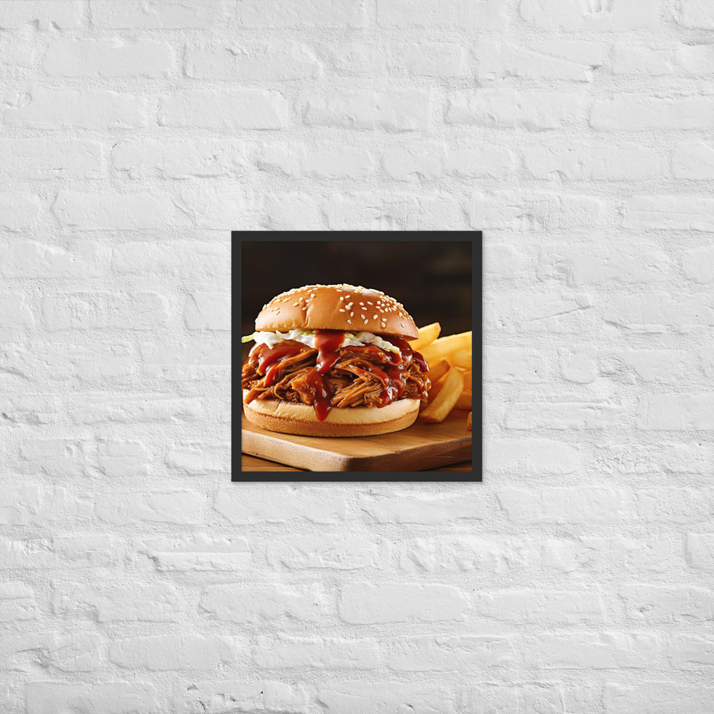 BBQ Pulled Pork Sandwich Framed poster 🤤 from Yumify.AI