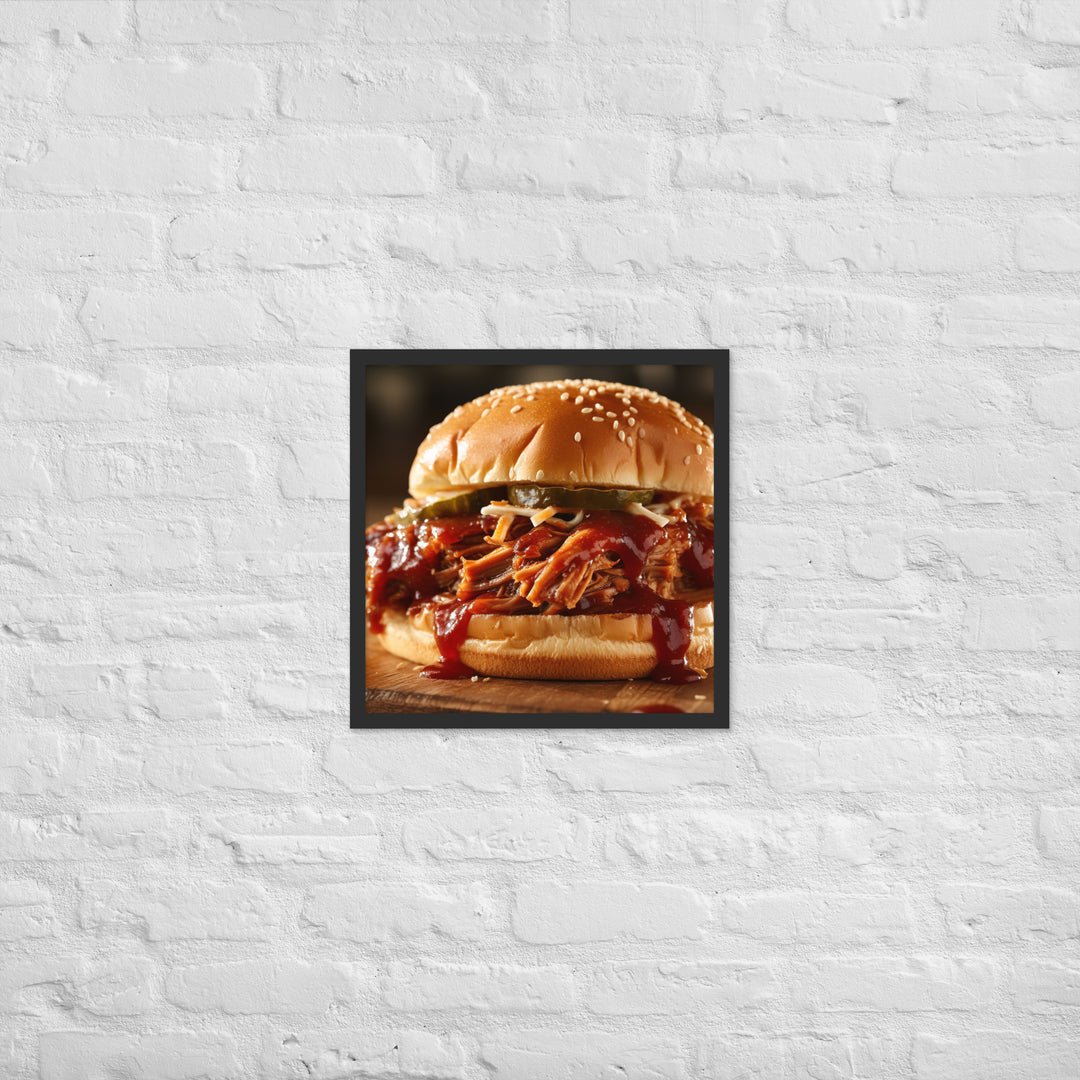 BBQ Pulled Pork Sandwich Framed poster 🤤 from Yumify.AI