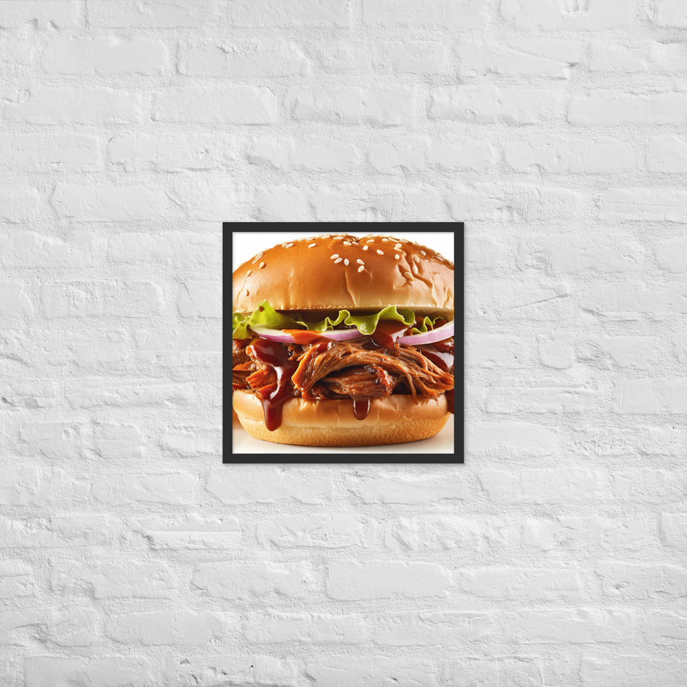 BBQ Pulled Pork Sandwich Framed poster 🤤 from Yumify.AI