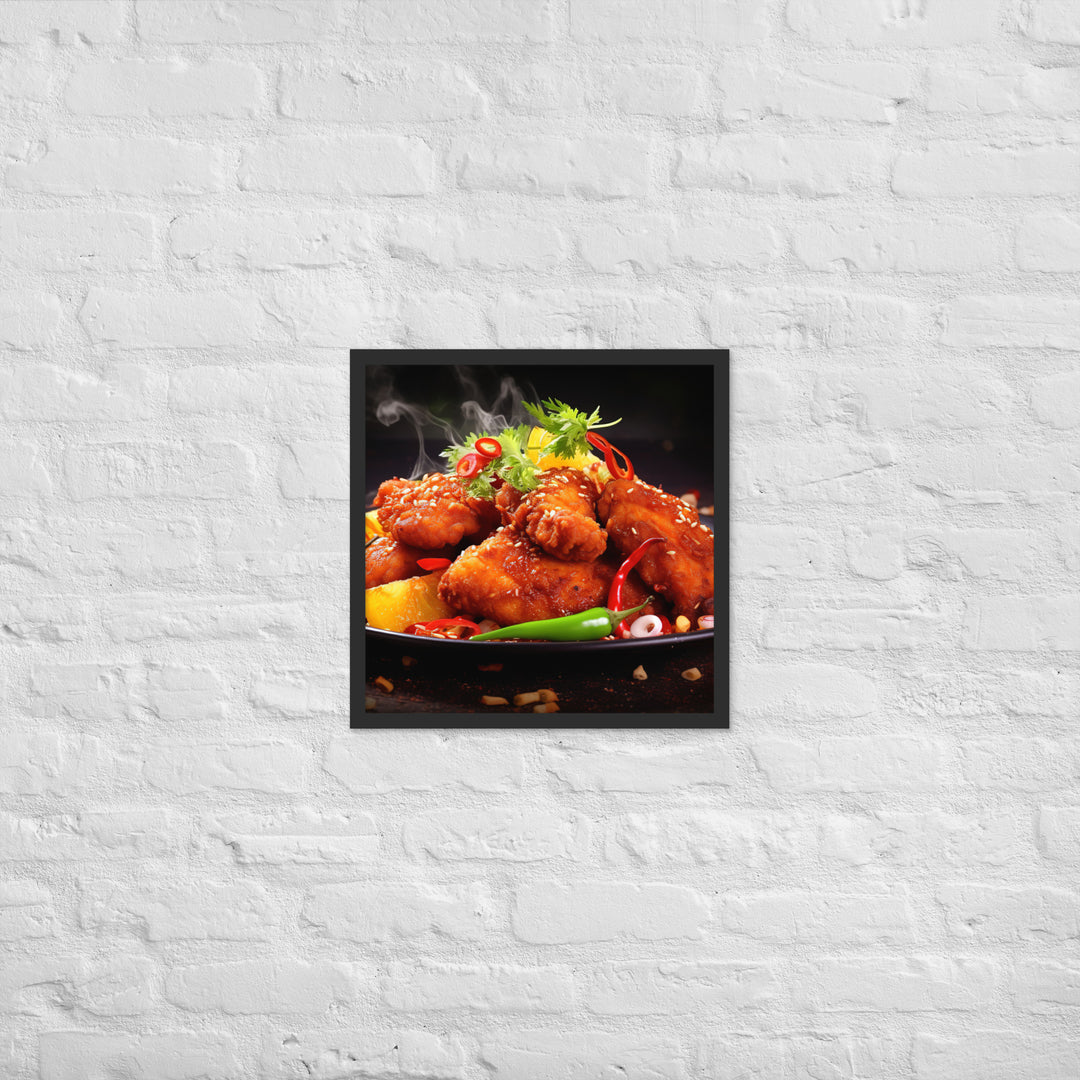 Spicy Fried Chicken Framed poster 🤤 from Yumify.AI