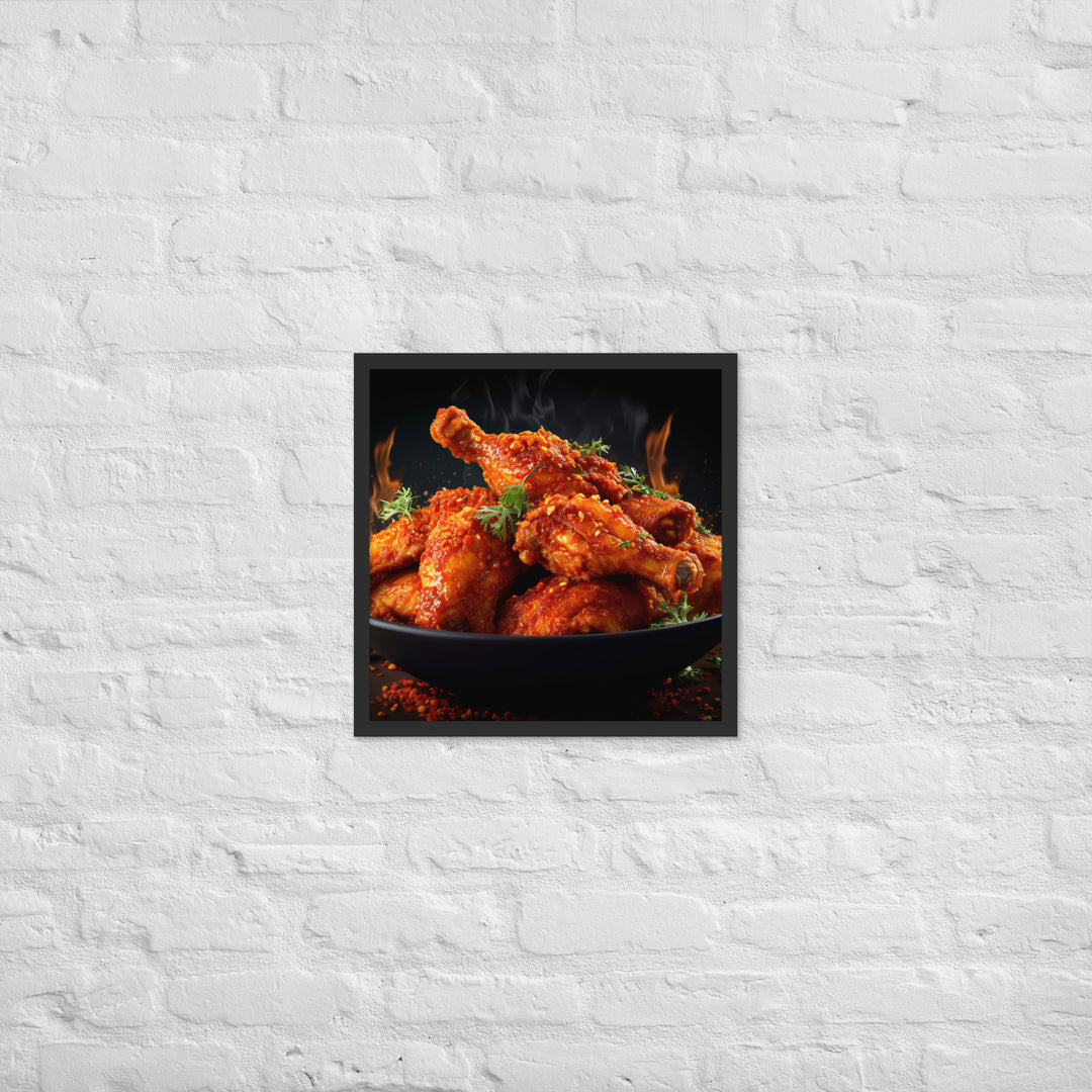 Spicy Fried Chicken Framed poster 🤤 from Yumify.AI