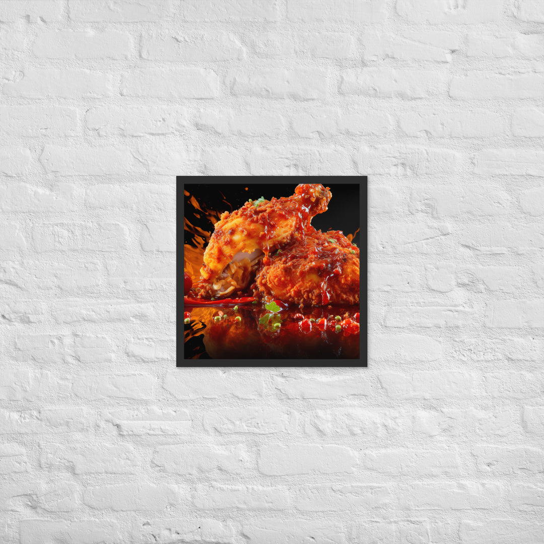 Spicy Fried Chicken Framed poster 🤤 from Yumify.AI