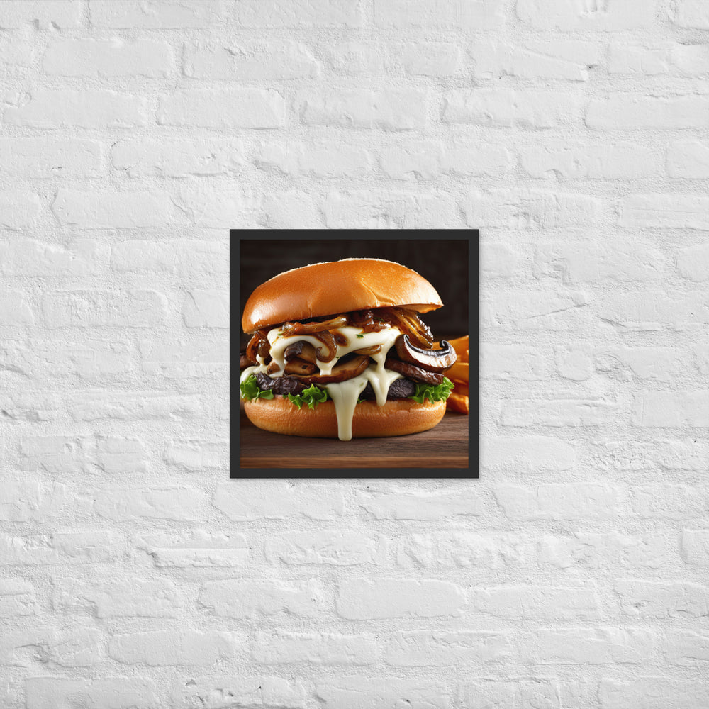 Mushroom Swiss Burger Framed poster 🤤 from Yumify.AI