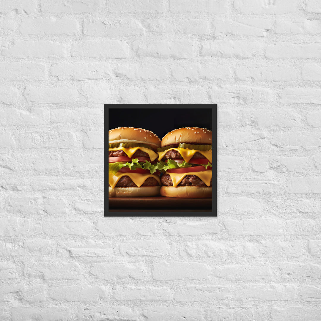 Double Cheese burger Framed poster 🤤 from Yumify.AI