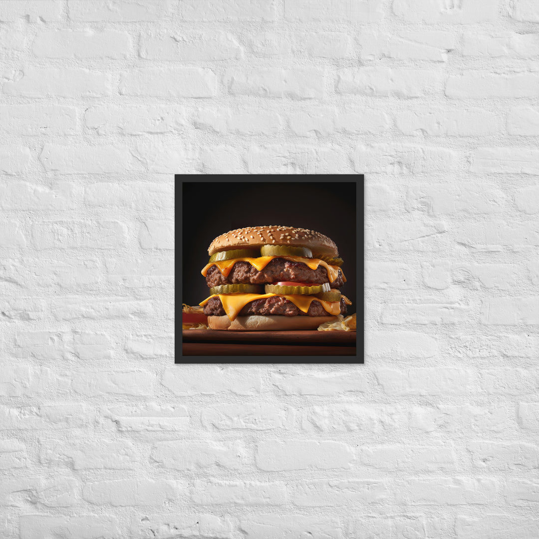 Double Cheese burger Framed poster 🤤 from Yumify.AI