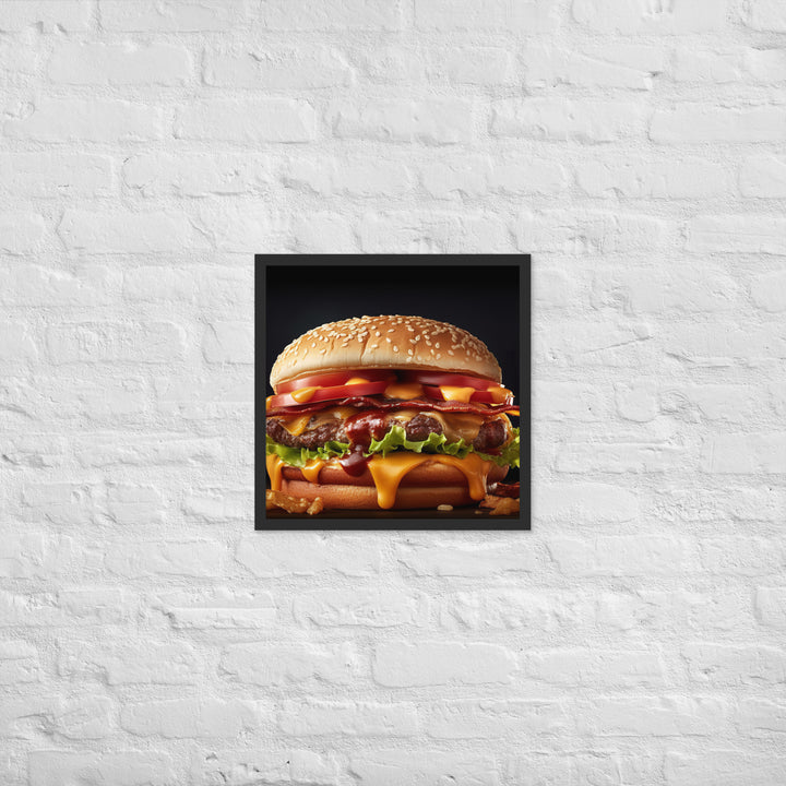 Bacon Cheese burger Framed poster 🤤 from Yumify.AI