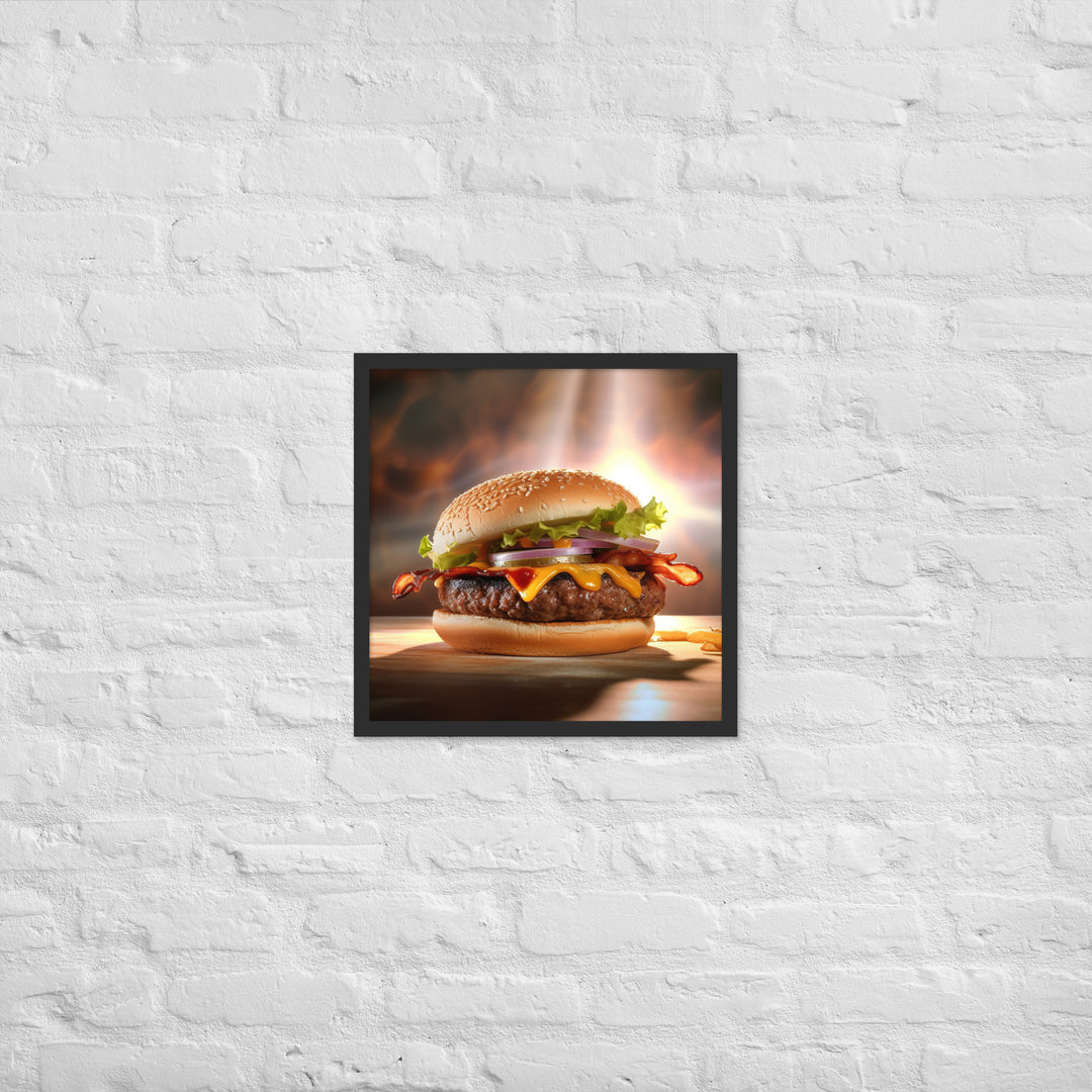 Bacon Cheese burger Framed poster 🤤 from Yumify.AI