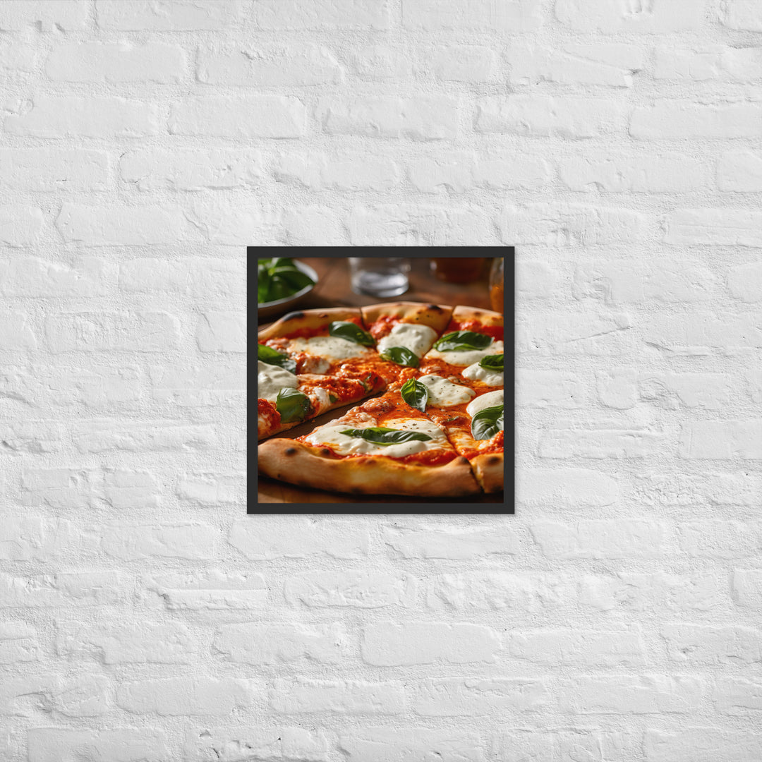 Margherita with Buffalo Mozzarella Pizza Framed poster 🤤 from Yumify.AI