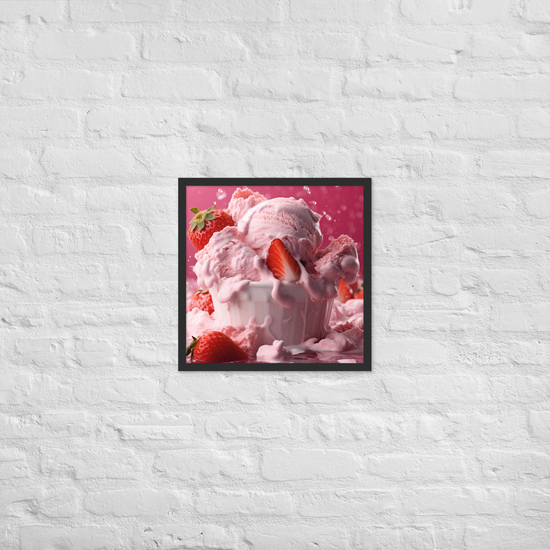 Strawberry Ice Cream Framed poster 🤤 from Yumify.AI