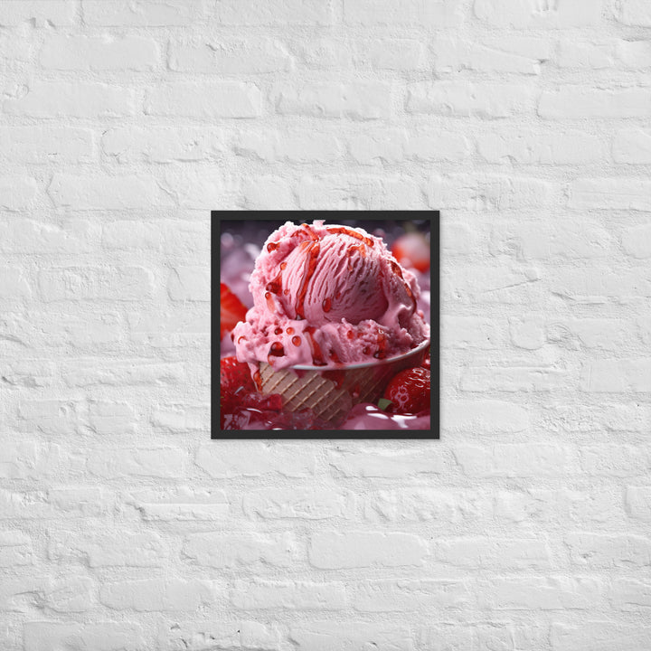 Strawberry Ice Cream Framed poster 🤤 from Yumify.AI