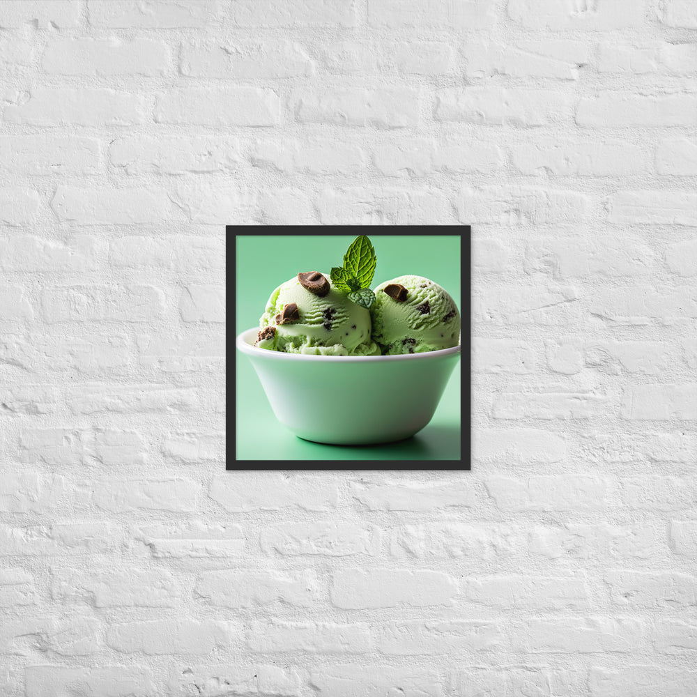 Mint Chocolate Chip Ice Cream Framed poster 🤤 from Yumify.AI