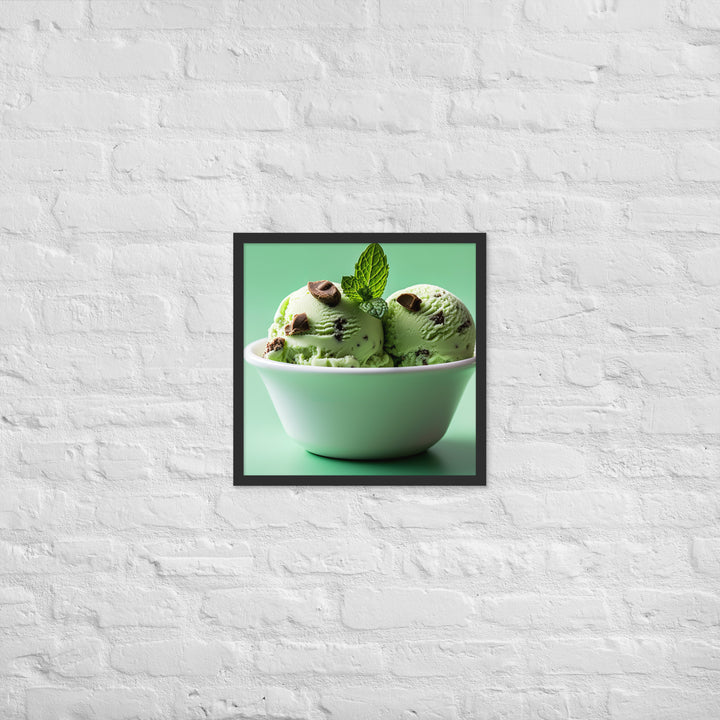 Mint Chocolate Chip Ice Cream Framed poster 🤤 from Yumify.AI