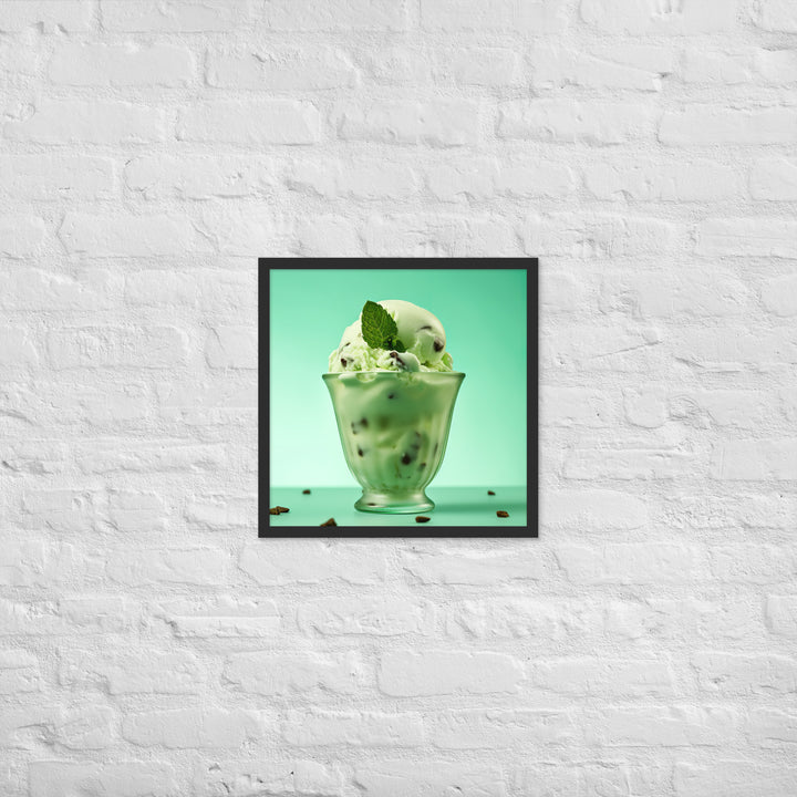 Mint Chocolate Chip Ice Cream Framed poster 🤤 from Yumify.AI