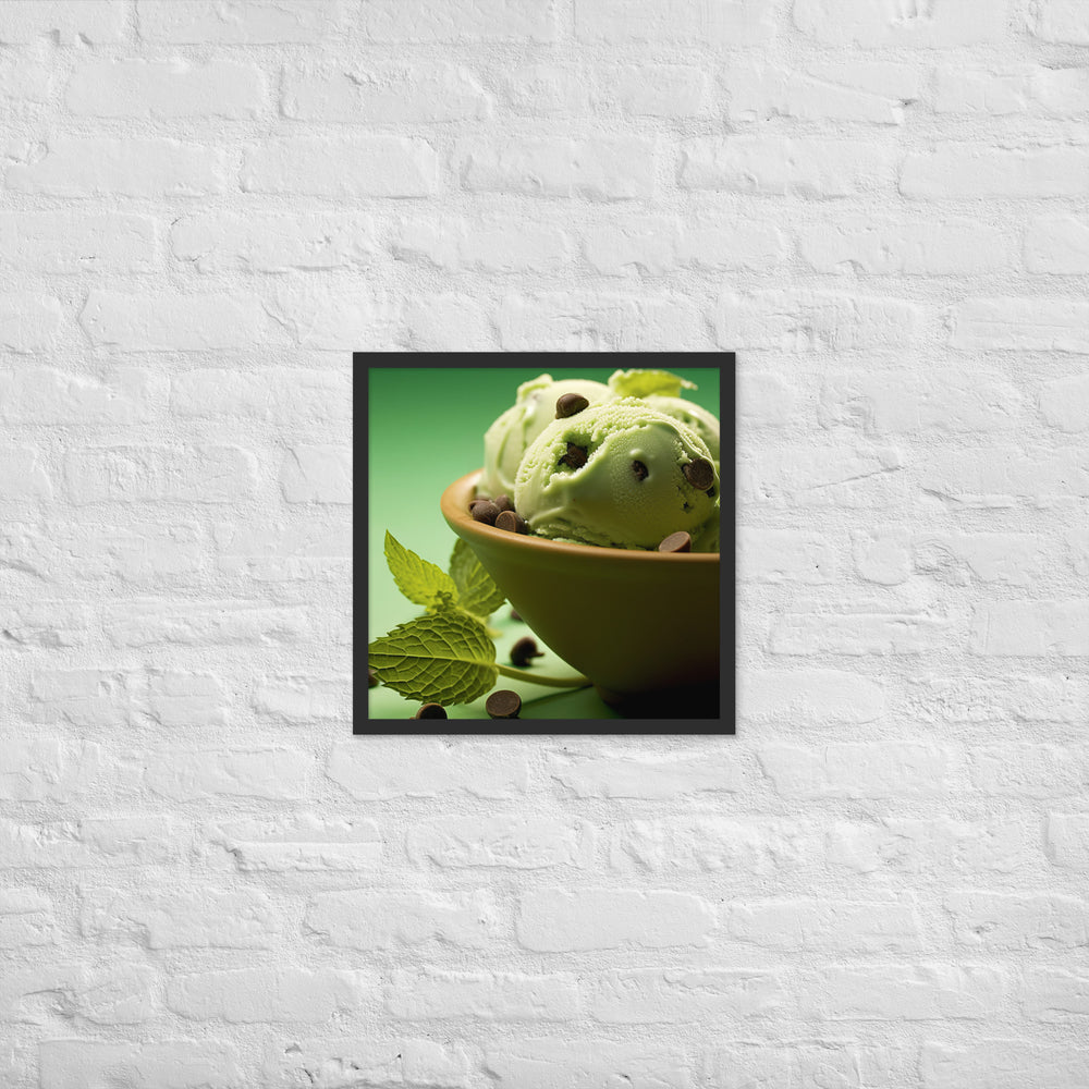 Mint Chocolate Chip Ice Cream Framed poster 🤤 from Yumify.AI