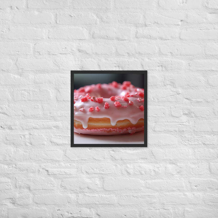 Strawberry Frosted Donut Framed poster 🤤 from Yumify.AI