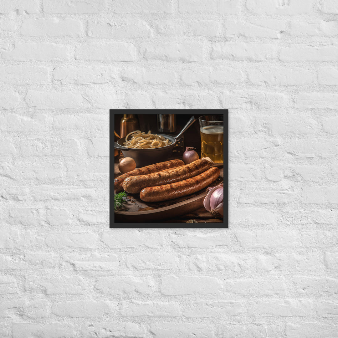 Sausage and Onions Framed poster 🤤 from Yumify.AI