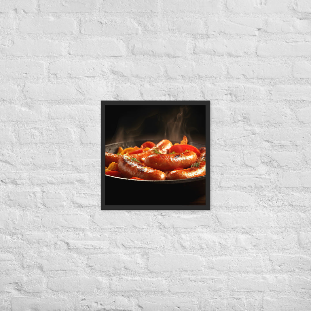 Pan Fried Sausage Framed poster 🤤 from Yumify.AI