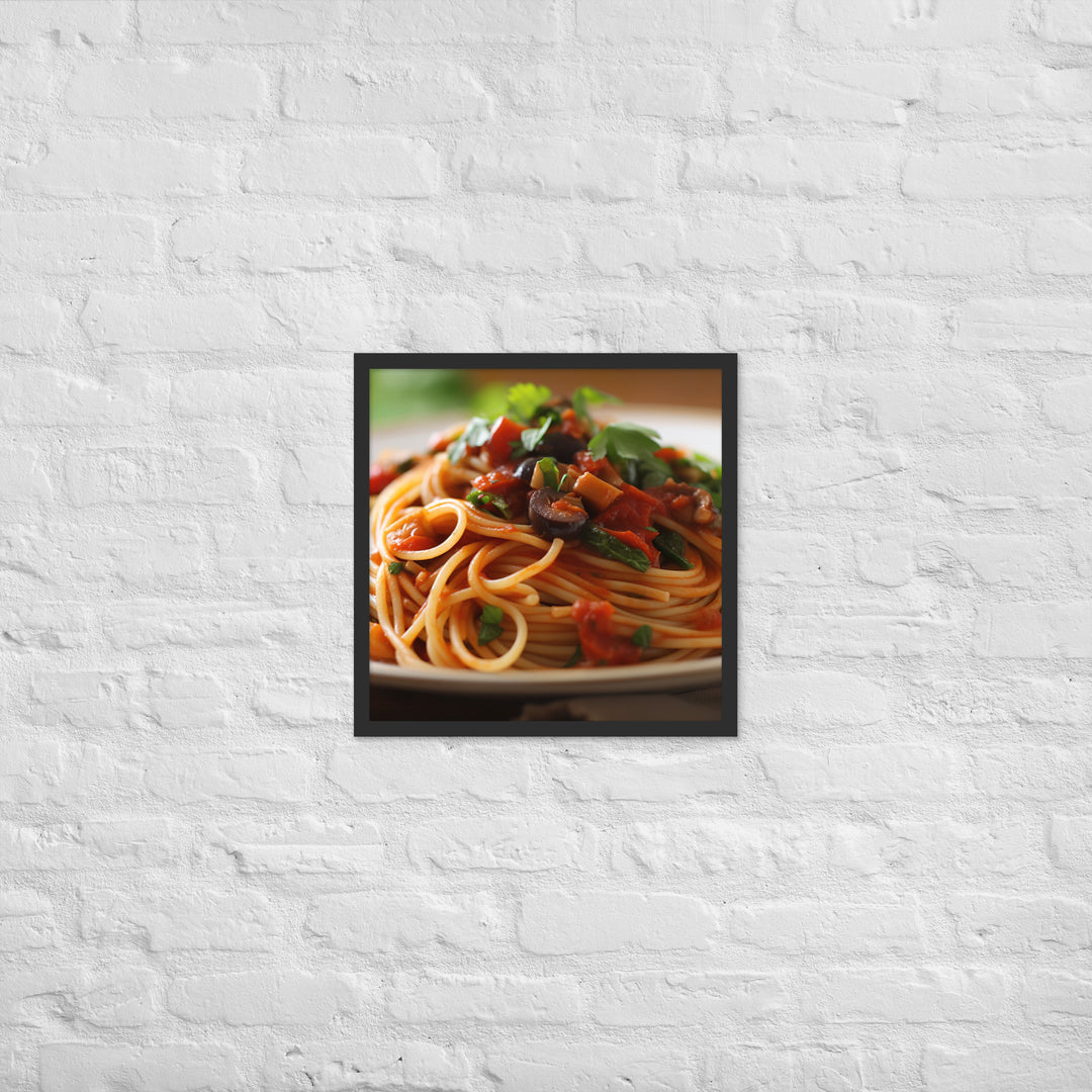 Vegan Spaghetti with Tomato Sauce Framed poster 🤤 from Yumify.AI