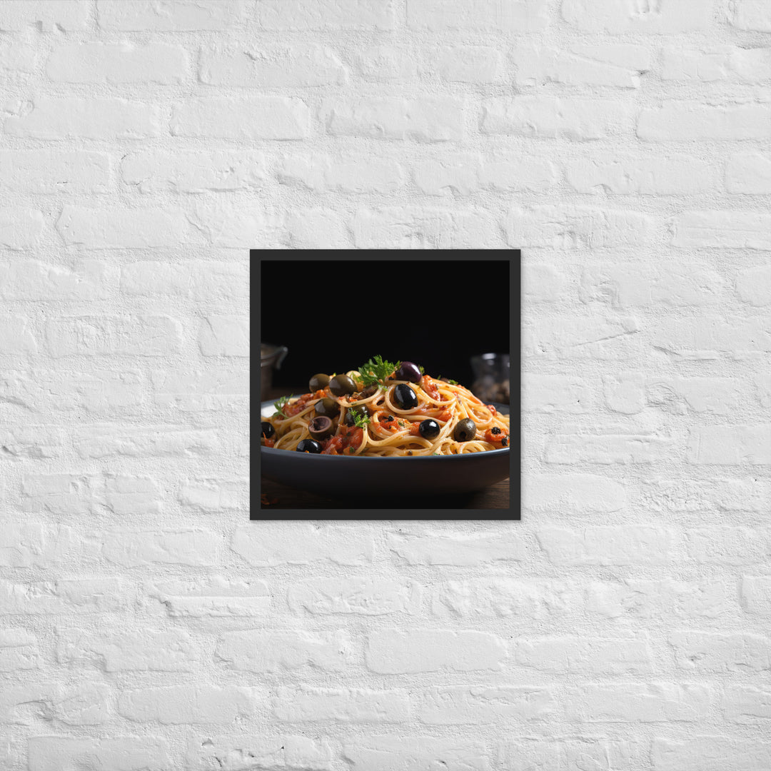 Spaghetti Puttanesca with Anchovies Framed poster 🤤 from Yumify.AI