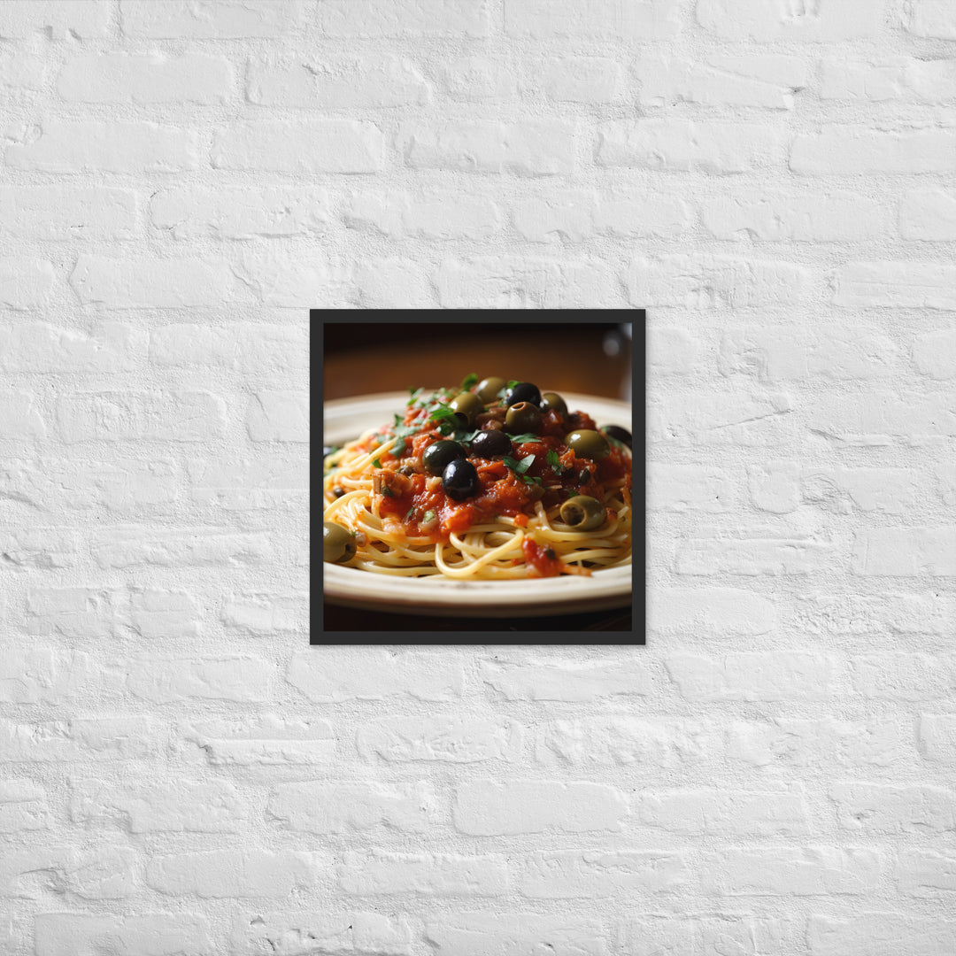 Spaghetti Puttanesca with Anchovies Framed poster 🤤 from Yumify.AI