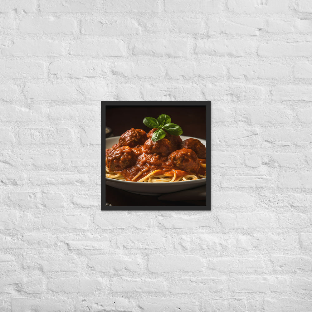 Classic Spaghetti and Meatballs Framed poster 🤤 from Yumify.AI