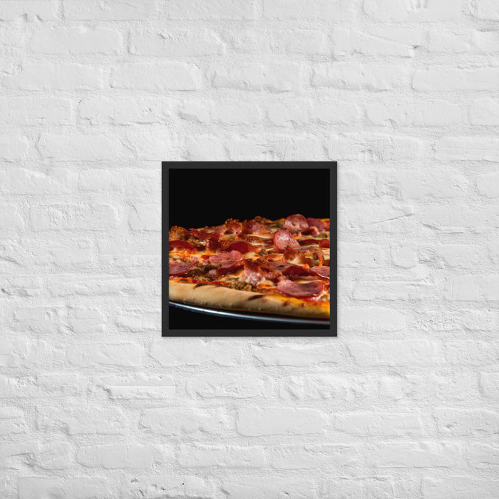 A Loaded Meat Pizza Framed poster 🤤 from Yumify.AI