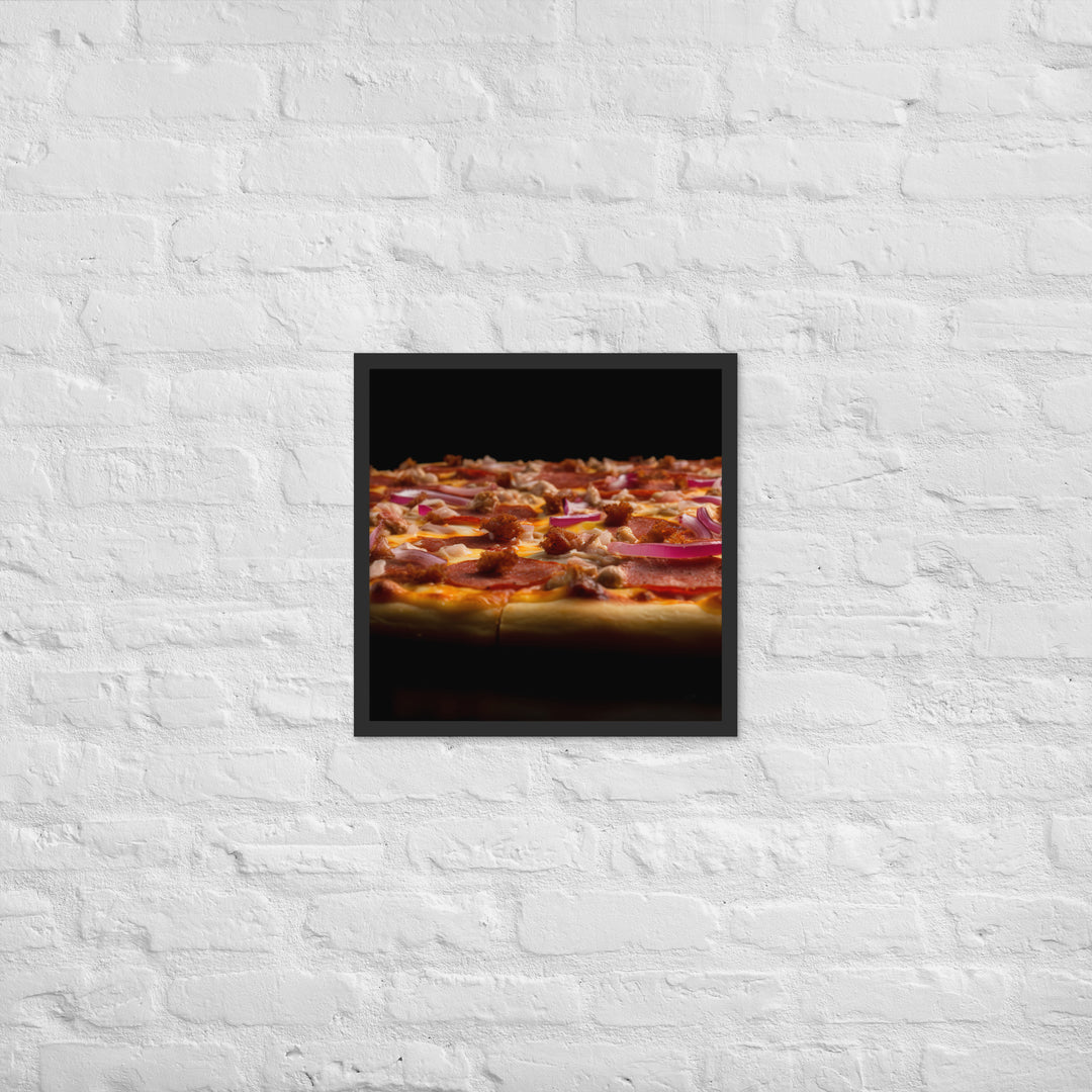 A Loaded Meat Pizza Framed poster 🤤 from Yumify.AI