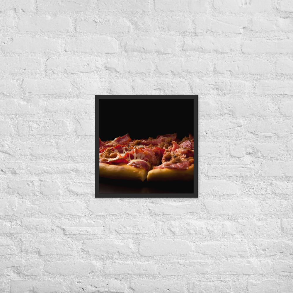 A Loaded Meat Pizza Framed poster 🤤 from Yumify.AI