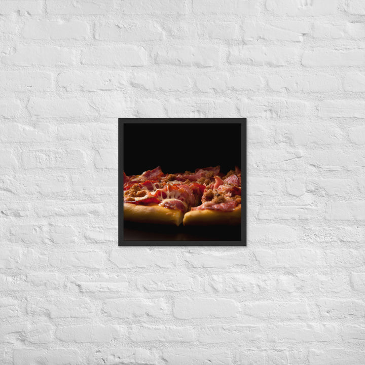 A Loaded Meat Pizza Framed poster 🤤 from Yumify.AI