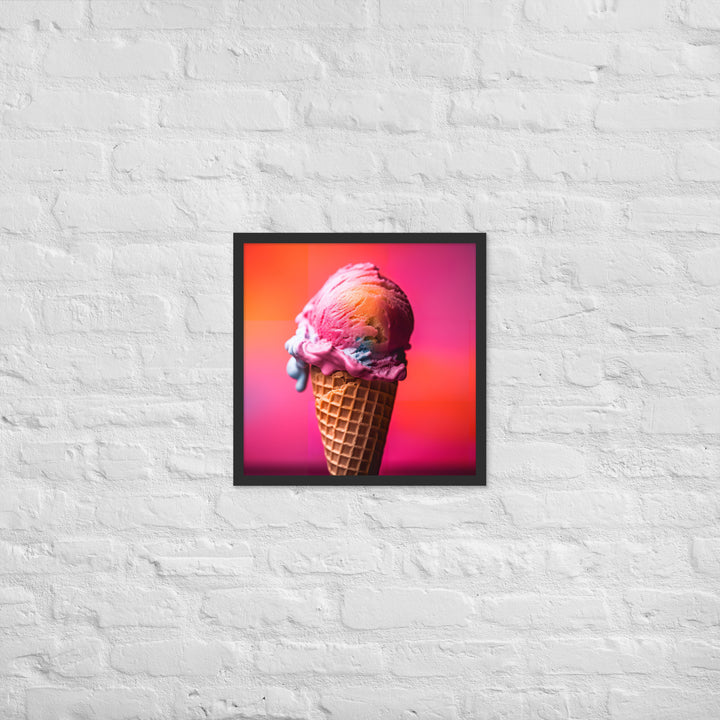 Strawberry Cheesecake Cone Framed poster 🤤 from Yumify.AI