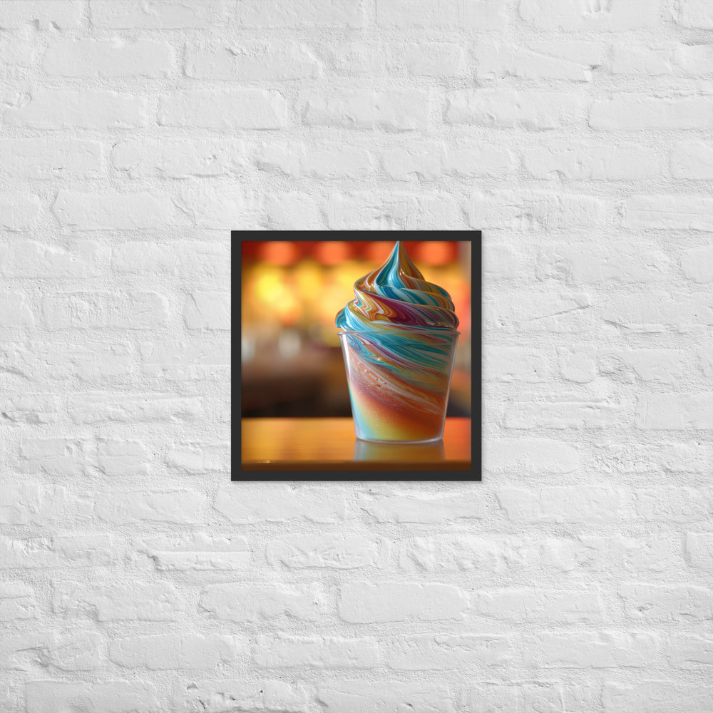 Rainbow Swirl Soft Serve Cup Framed poster 🤤 from Yumify.AI