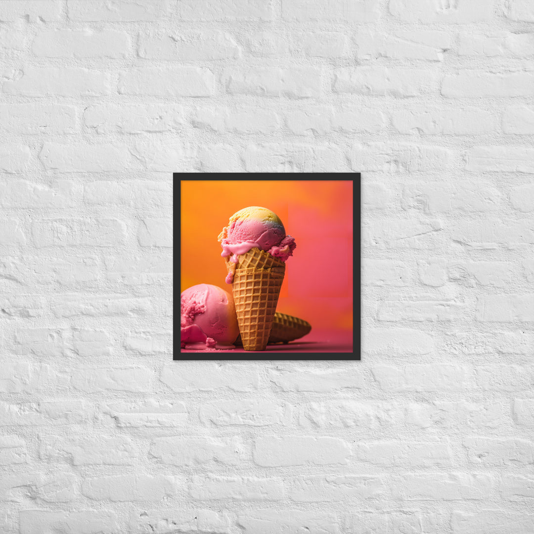 Rainbow Sherbet Cone Framed poster 🤤 from Yumify.AI