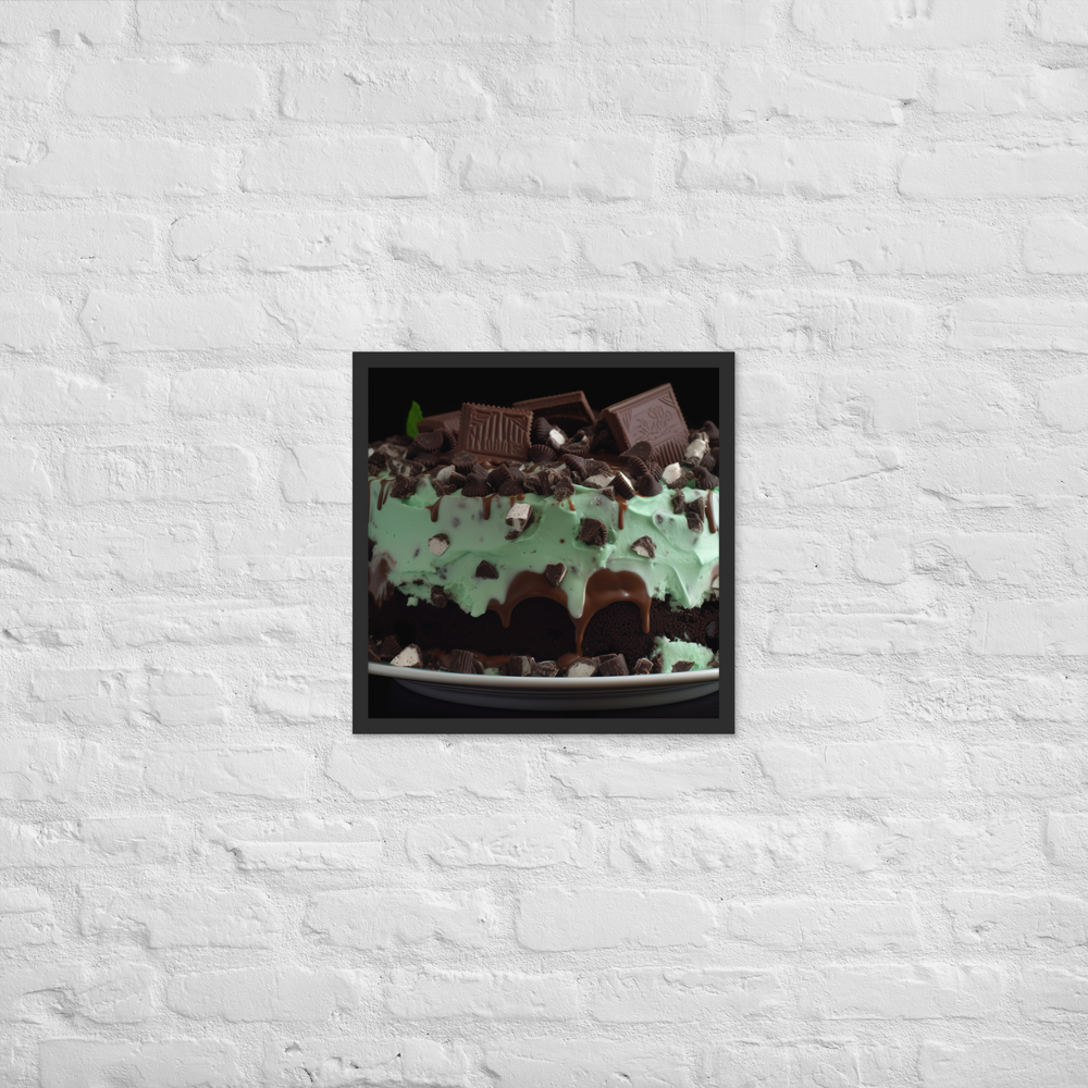 Mint Chocolate Chip Ice Cream Cake Framed poster 🤤 from Yumify.AI