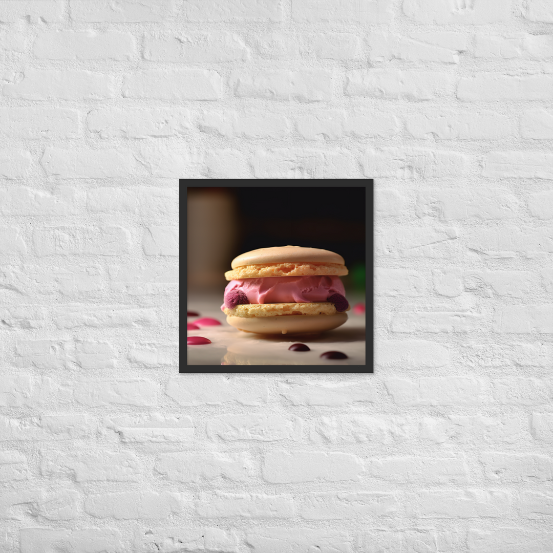 Macaron Ice Cream Sandwich Framed poster 🤤 from Yumify.AI