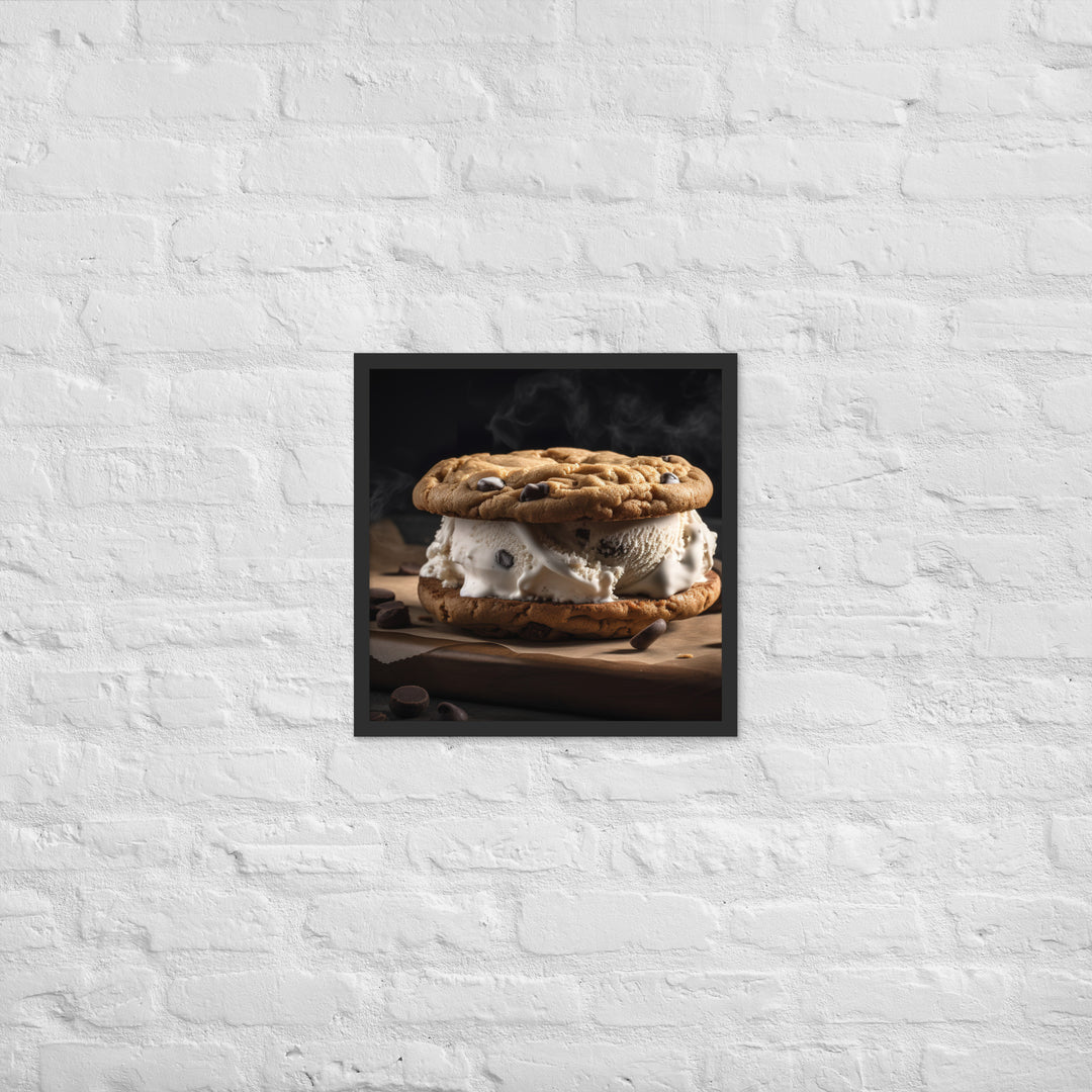 Classic Chocolate Chip Cookie Ice Cream Sandwich Framed poster 🤤 from Yumify.AI