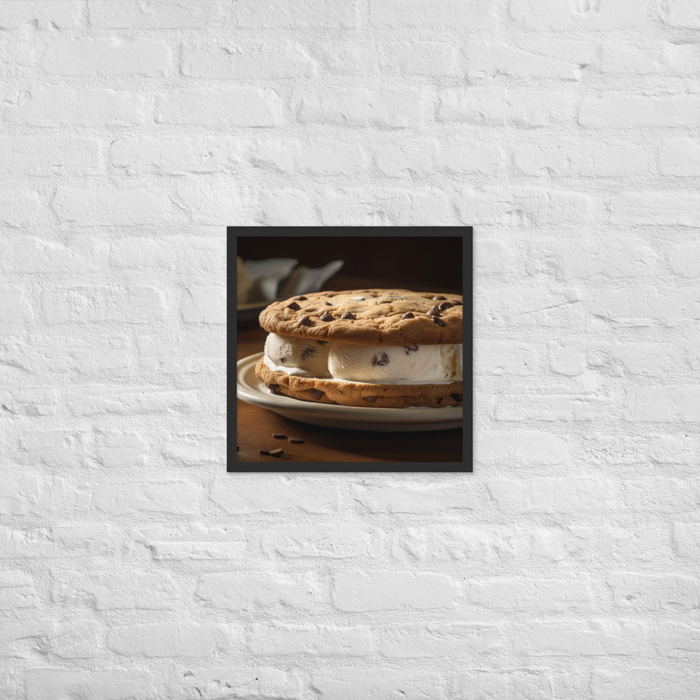 Classic Chocolate Chip Cookie Ice Cream Sandwich Framed poster 🤤 from Yumify.AI