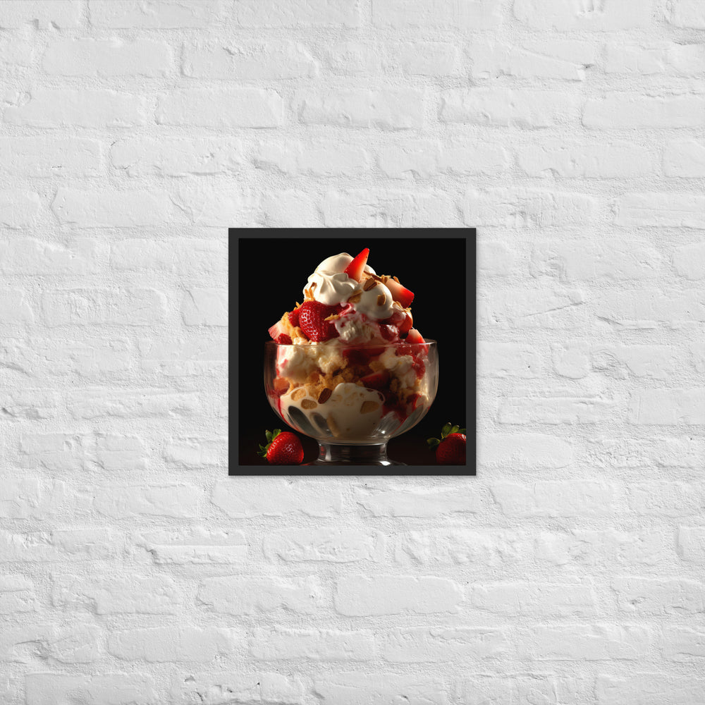 Strawberry Shortcake Sundae Framed poster 🤤 from Yumify.AI