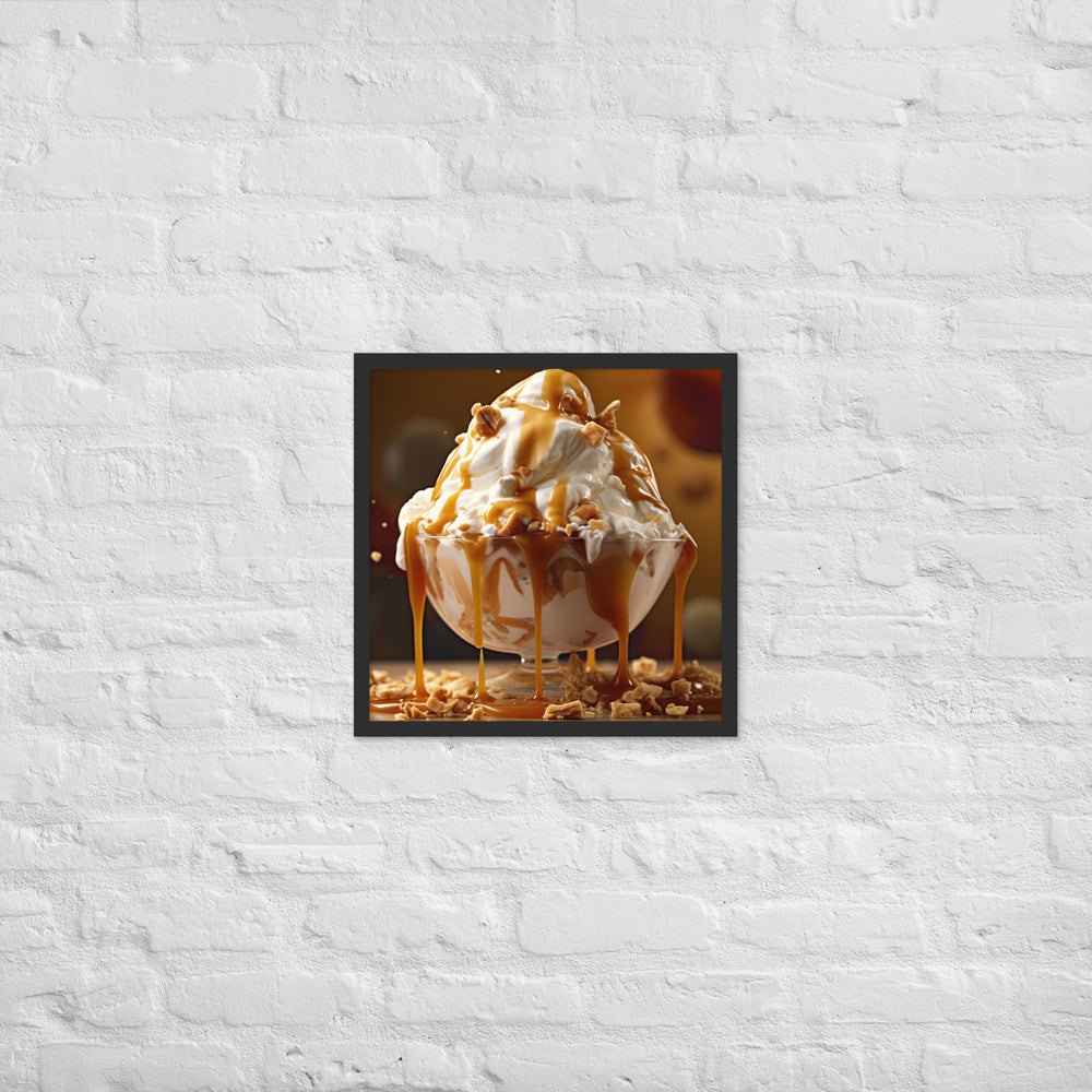 Nutty Caramel Sundae Framed poster 🤤 from Yumify.AI